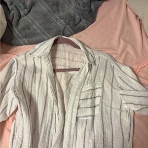 Love Notes White and Blue Striped Top